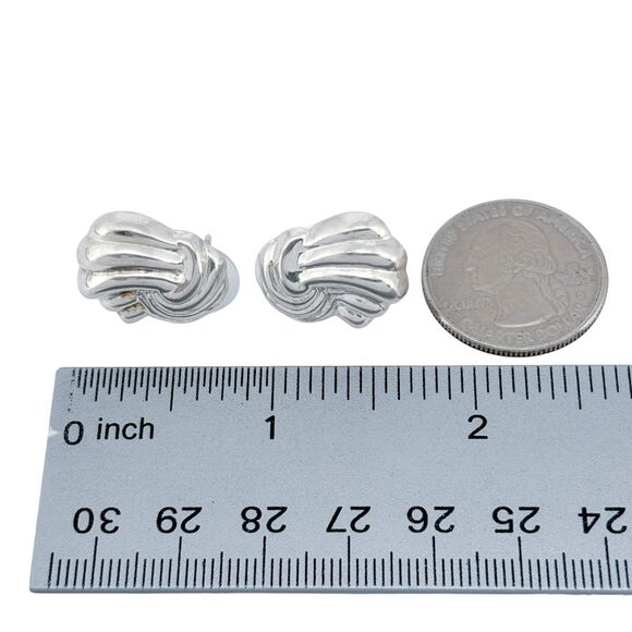 Vintage Sterling Silver 925 Textured Wave Earrings - Picture 6 of 6